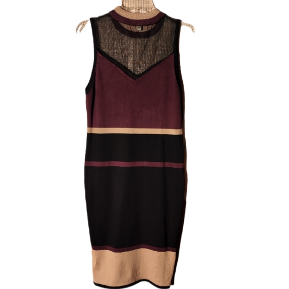 NWOT Say What? Colorblock Sheer Neckline Knit Dress Size Medium - Picture 2 of 9
